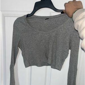 Grey cotton crop top